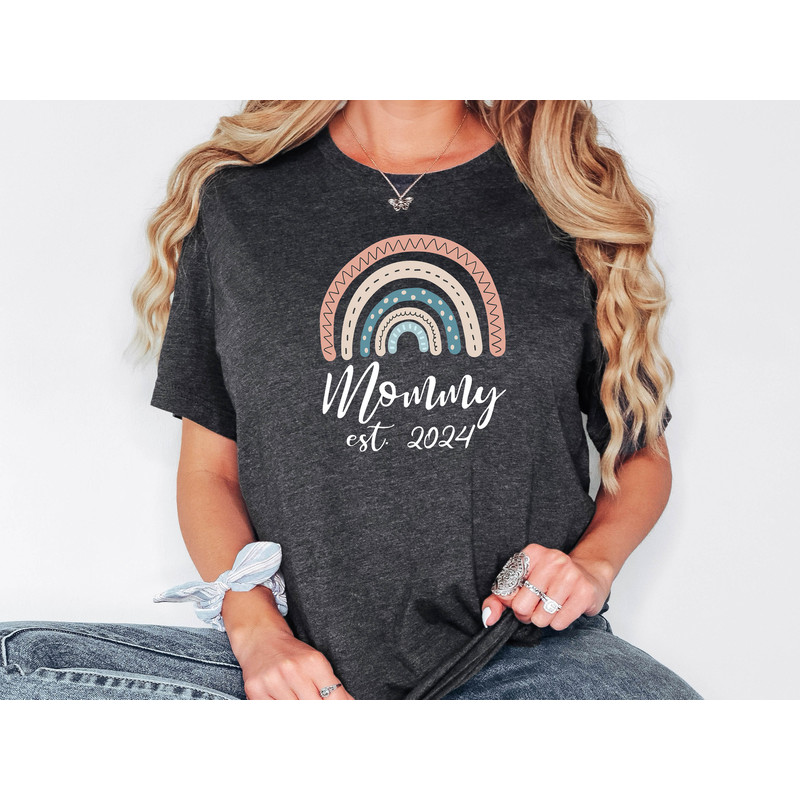 Mommy Est 2024 Shirt, Promoted To Mommy T-Shirt, Pregnancy Announcement Shirt, Mom Sweatshirt, New Mom Gift, Mom Rainbow Tee.jpg
