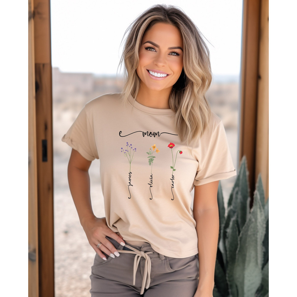 Personalized Mom Shirt, Mom's Garden Tee, Mother's Day Gift, Mom Birthday Gift, Mom With Kids Names, Gift For Mom, Custom Flower Sweatshirt.jpg