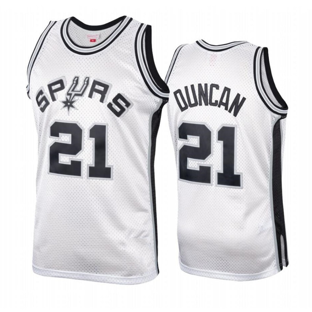 San Antonio Spurs Tim Duncan White Hardwood Classics Jersey_副本.jpg