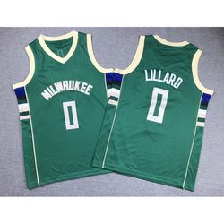 youth milwaukee bucks damian lillard green icon edition jersey