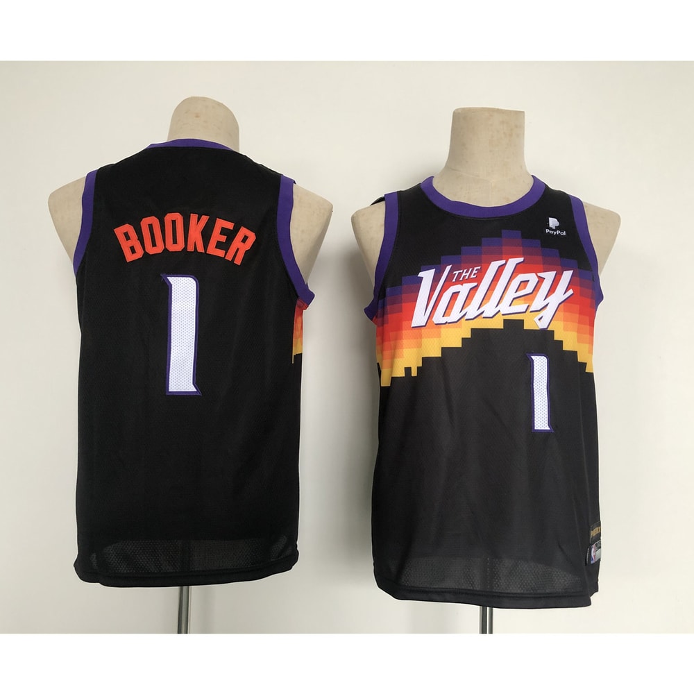 Youth Phoenix Suns Devin Booker Black Valley City Jersey.jpg