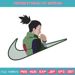 face shikamaru nike embroidery designs file, nike machine