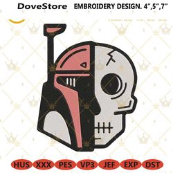 boba fett helmet skull embroidery designs, star wars embroid