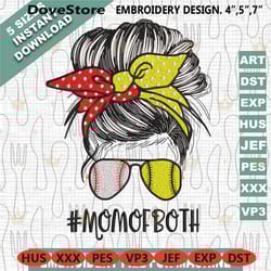 mom of both baseball embroidery designs, baseball softball mom machine embroidery design, 43