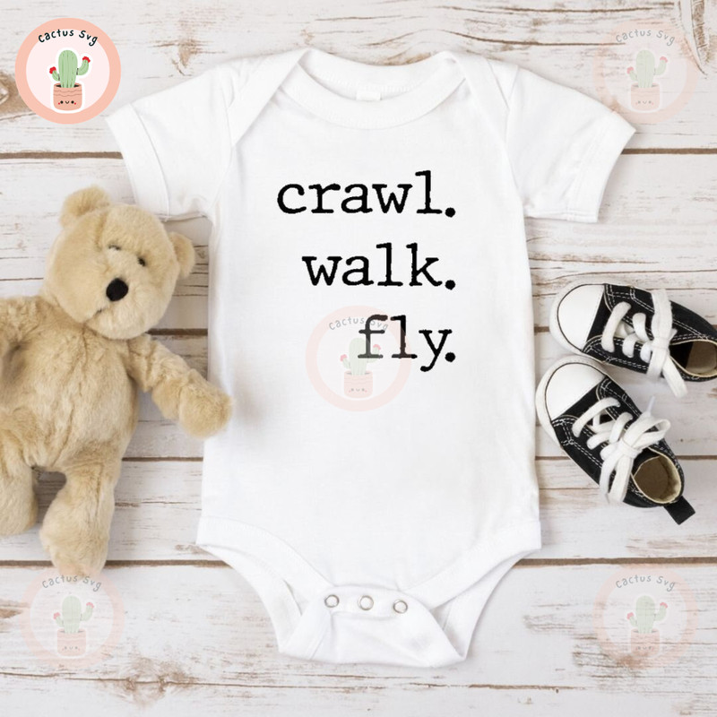Crawl, Walk, Fly Baby Onesie Military Pilot Air Lines Baby Gift.jpg