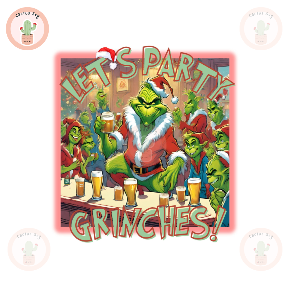 Let's Party Grnches PNG Sublimation Digital Design Download DTF Print Mean Green.jpg