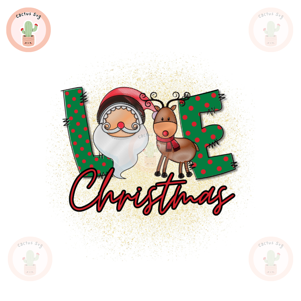Love Christmas Santa Reindeer PNG Sublimation Digital Design Download DTF Print.jpg