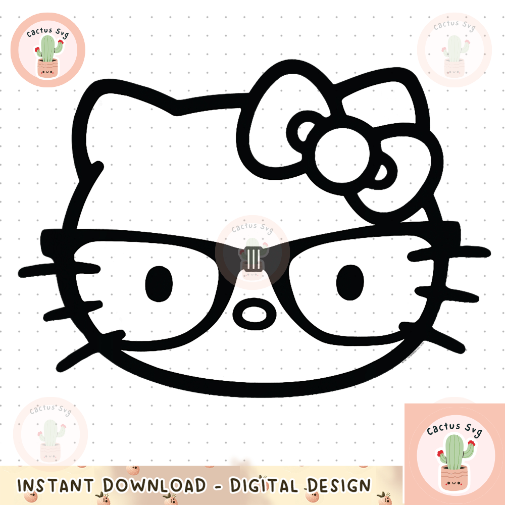 Hello Kitty Black and White Nerd Glasses Short Sleeve PNG Download copy.jpg
