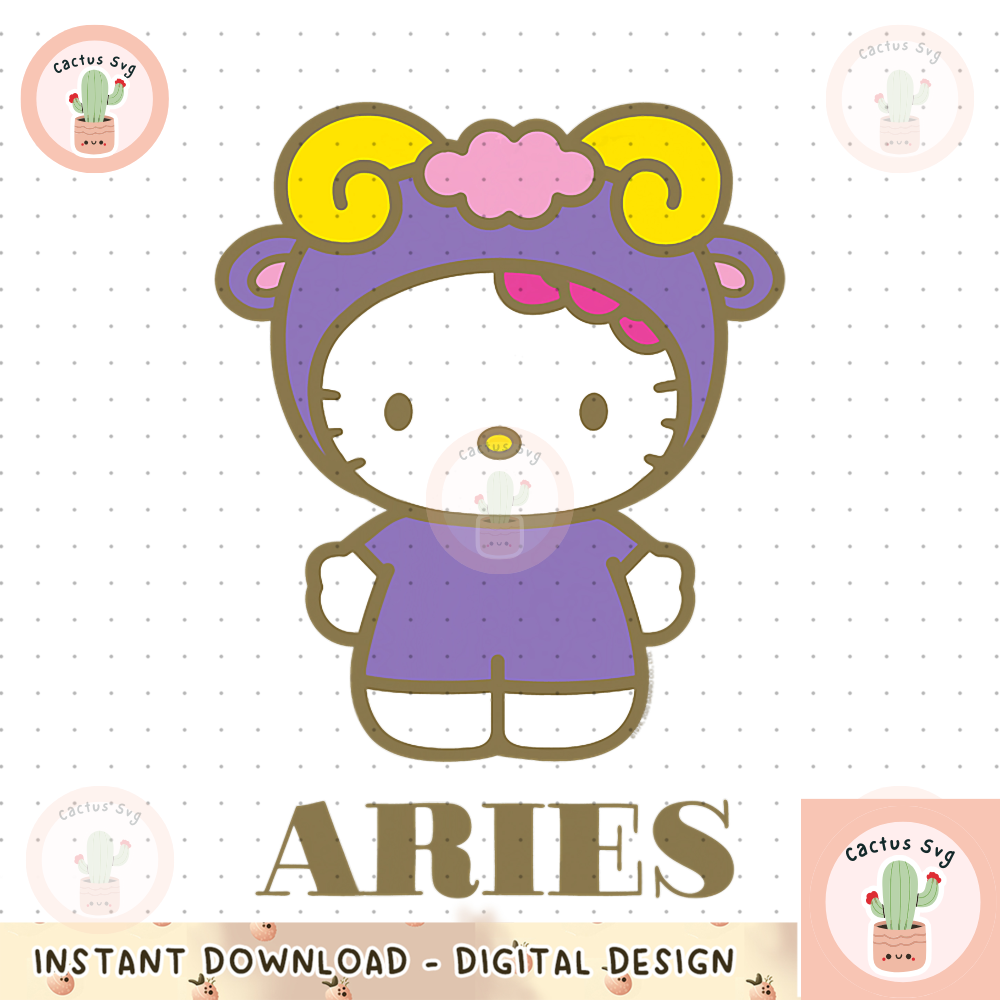 Hello Kitty Zodiac Aries png, digital download, instant.png
