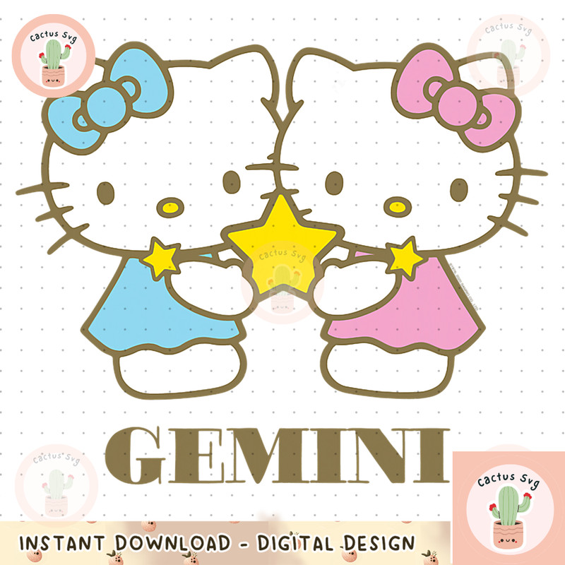 Hello Kitty Zodiac Gemini png, digital download, instant.png