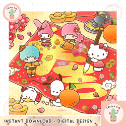hello kitty friends lunar new year calligraphy png download file