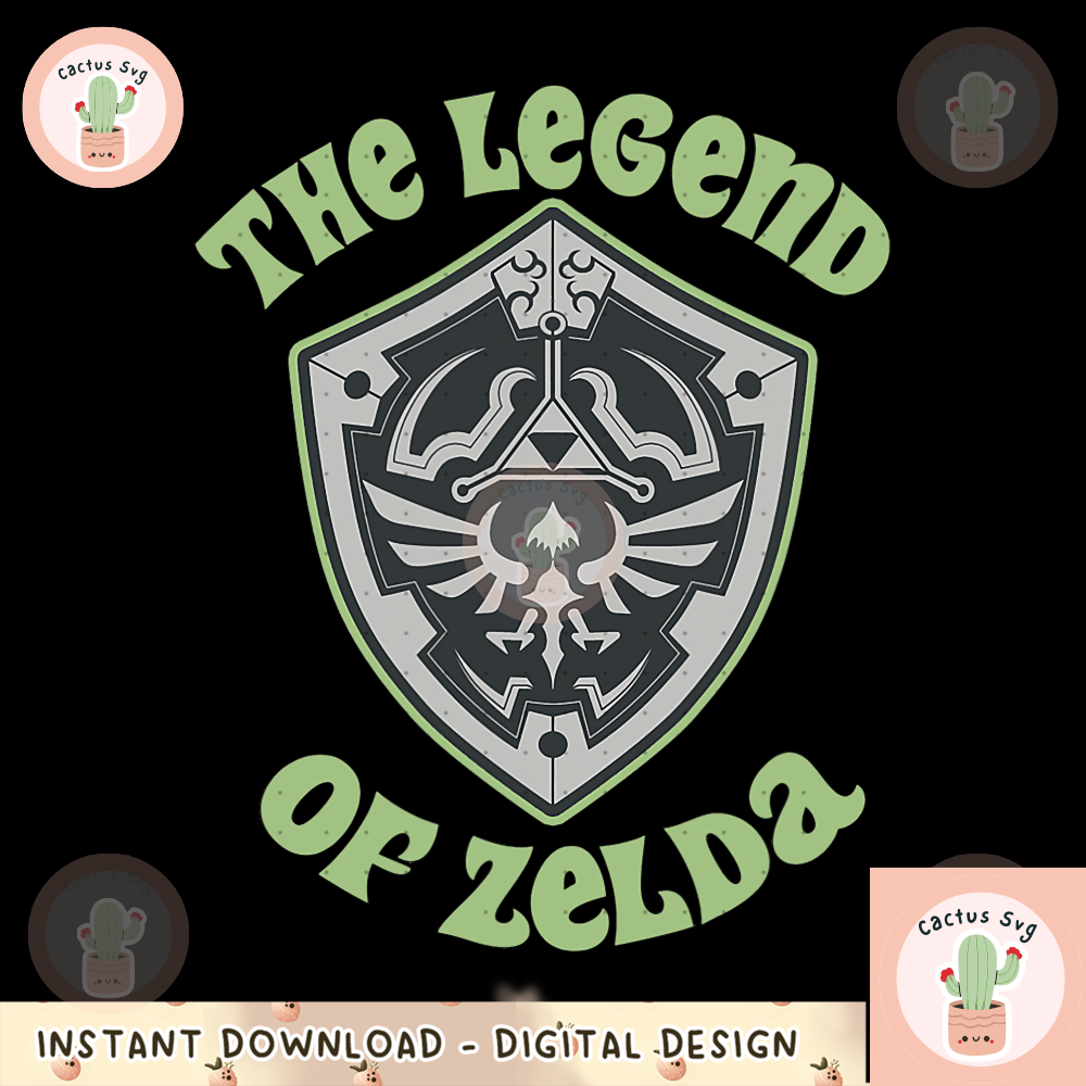 Legend of Zelda Hylian Shield Green Font png, digital download, instant 1.png