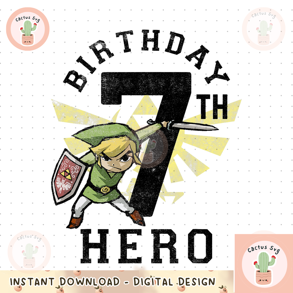 Legend Of Zelda Link 7th Birthday Hero Triforce Logo png, digital download, instant.png