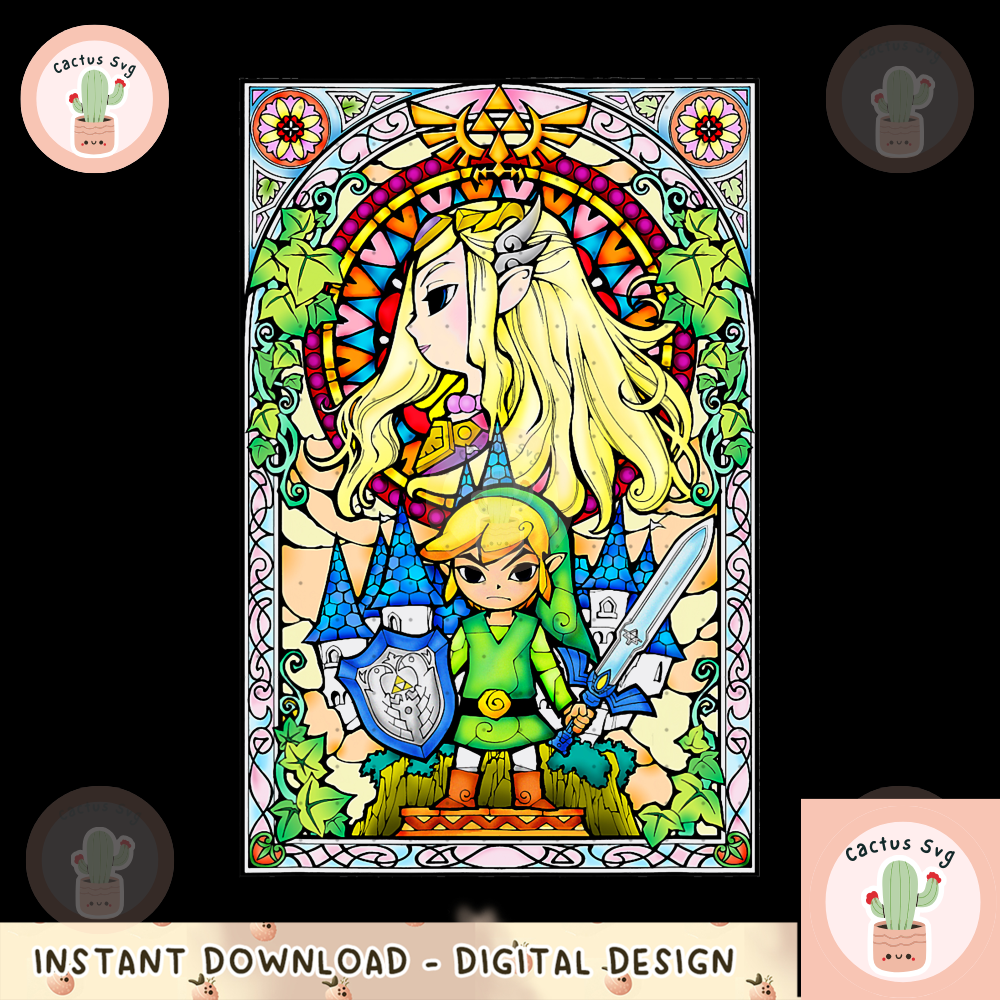 Legend Of Zelda Wind Waker Stained Glass Graphic png, digital download, instant png, digital download, instant.png
