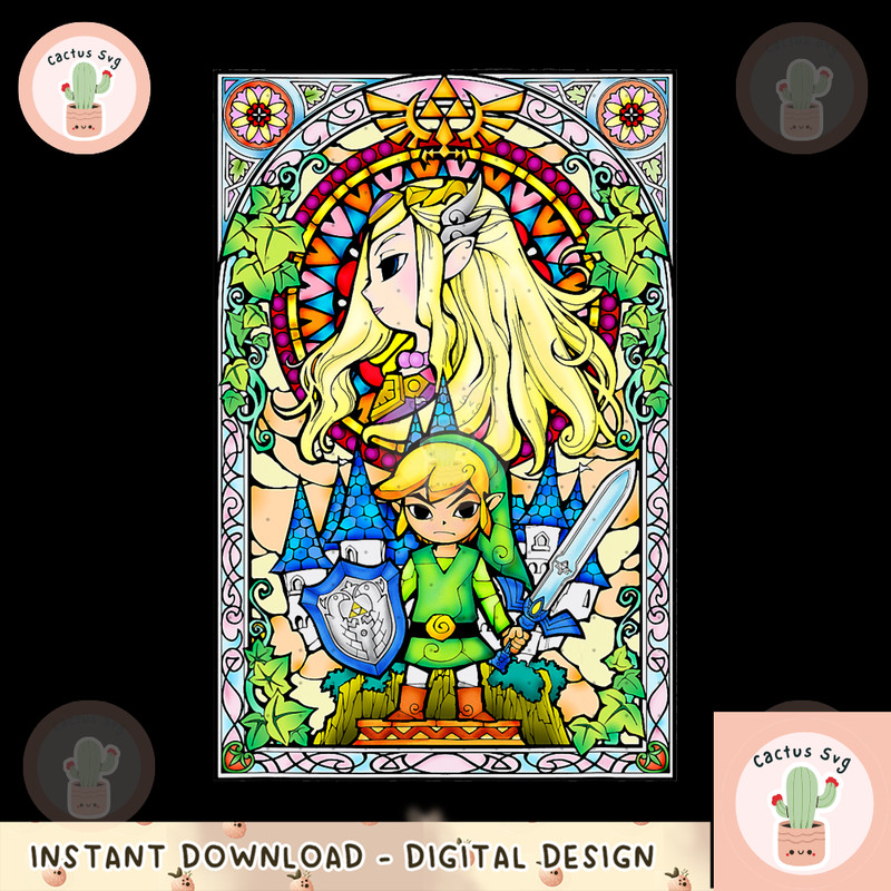 Legend Of Zelda Wind Waker Stained Glass Graphic png, digital download, instant png, digital download, instant.png