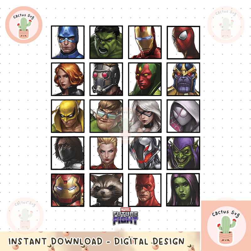 Marvel Future Fight Color Portrait Line-Up Graphic png, digital download, instant png, digital download, instant.pngMarv.png