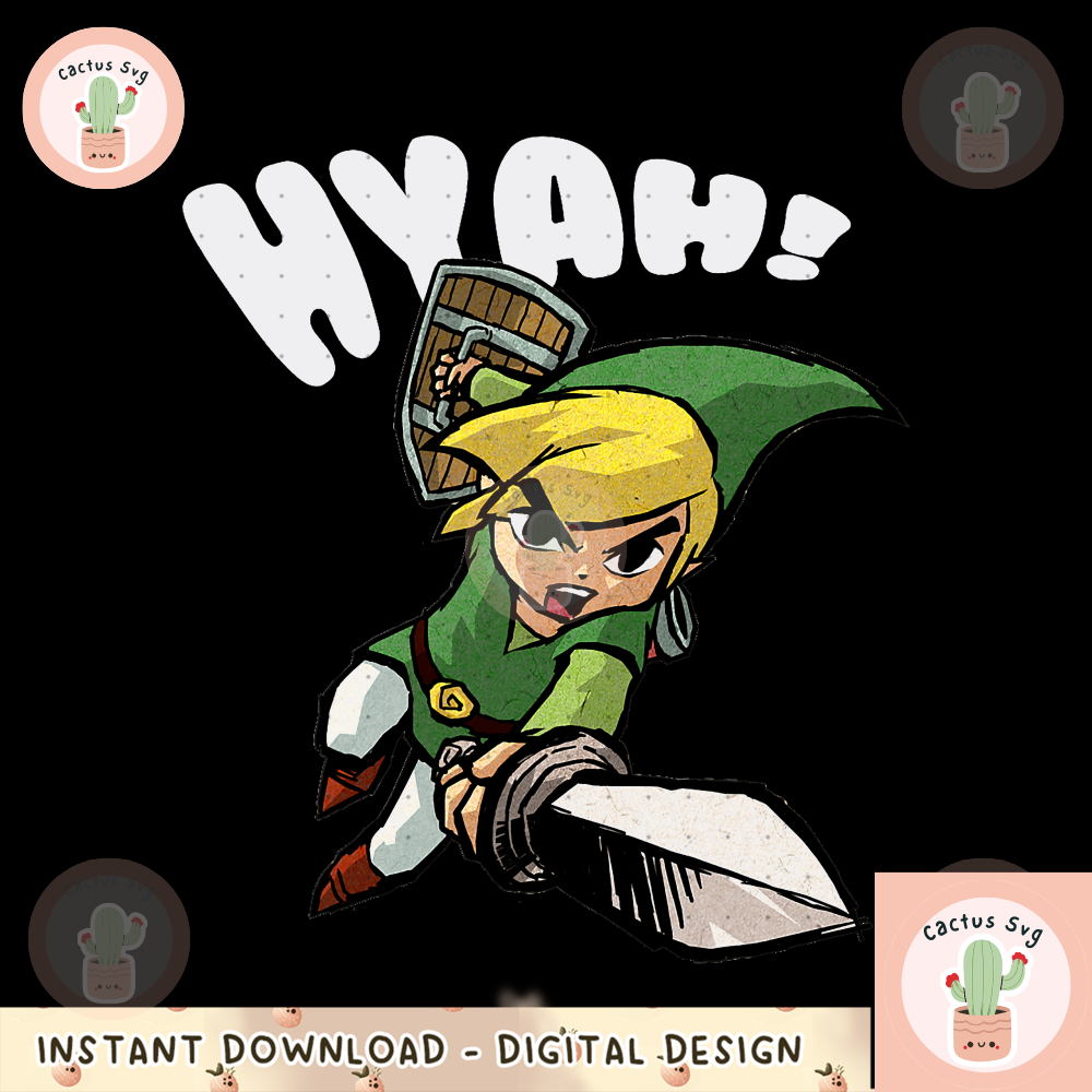 Nintendo Legend Of Zelda Link Hyah Poster png, digital download, instant 1.png