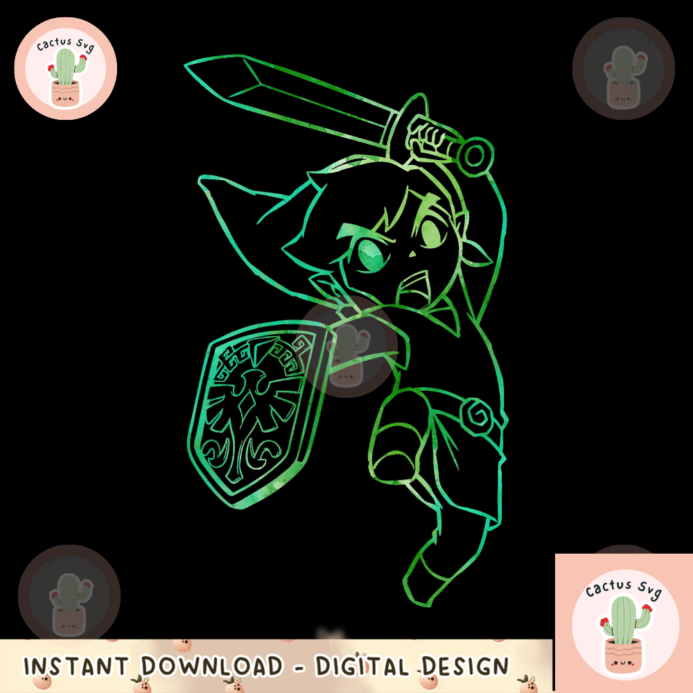 Nintendo Legend Of Zelda Link Jump _ Slash Poster png, digital download, instant 1.png