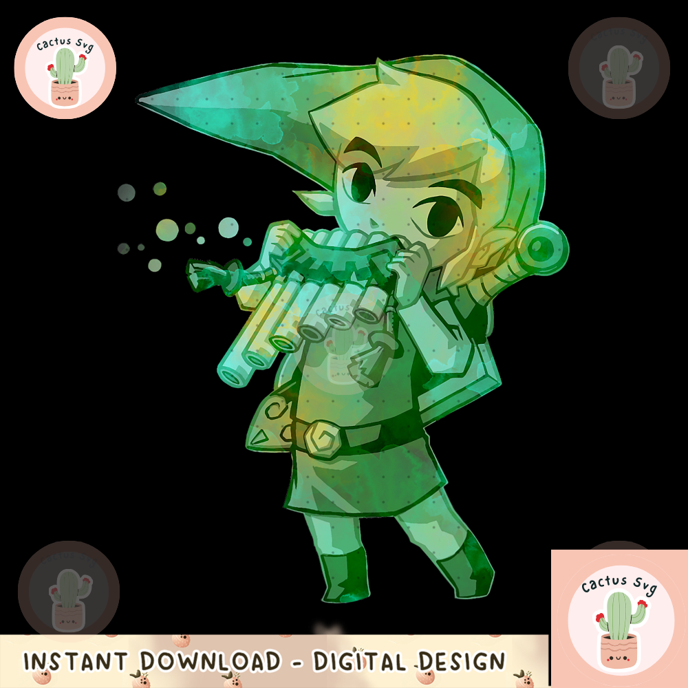 Nintendo Legend Of Zelda Link Playing Music Portrait png, digital download, instant 1.png