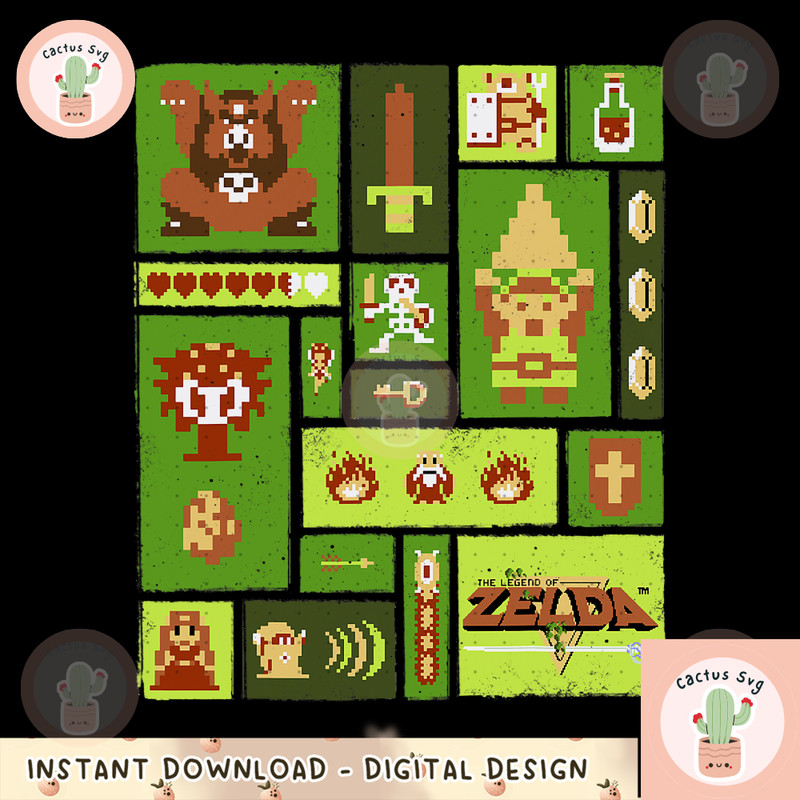 Nintendo Legend Of Zelda Pixel Collage Graphic png, digital download, instant png, digital download, instant 1.png