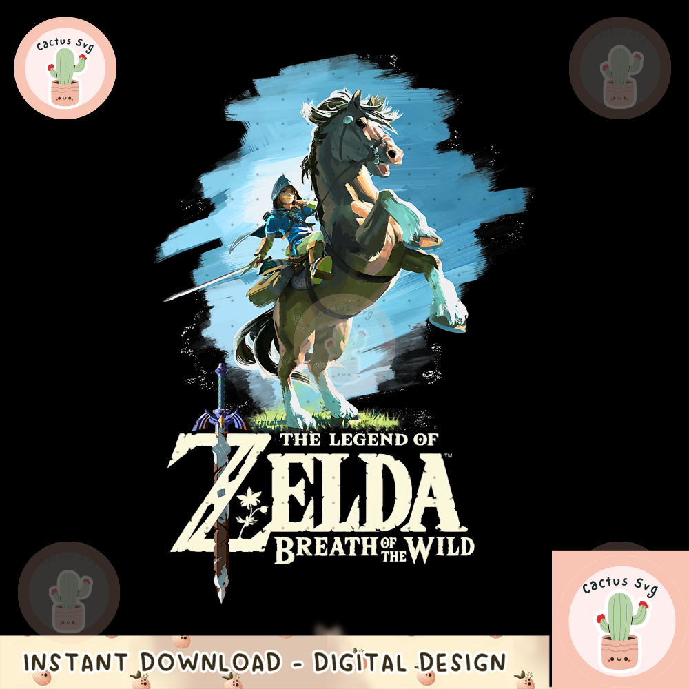 Nintendo Zelda Breath of the Wild Link Epona Painted png, digital download, instant png, digital download, instant 1.png