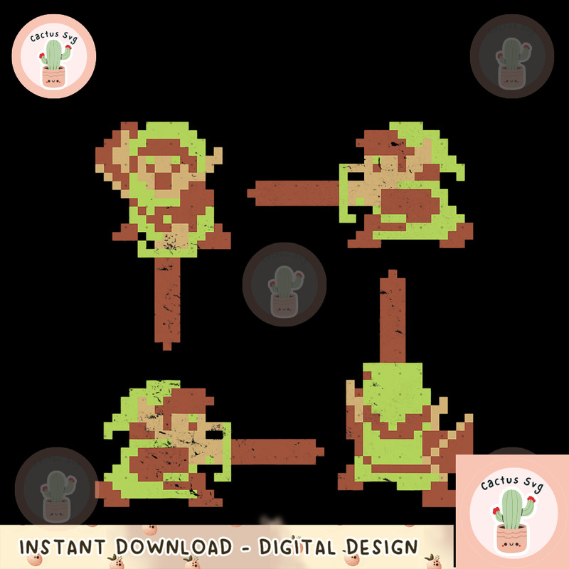 Nintendo Zelda Classic NES 8-Bit Link On Repeat png, digital download, instant png, digital download, instant.png