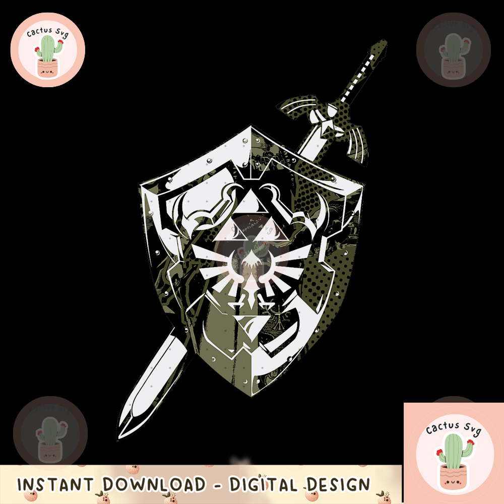 Nintendo Zelda Hylian Shield _ Sword Collage Graphic png, digital download, instant png, digital download, instant.png