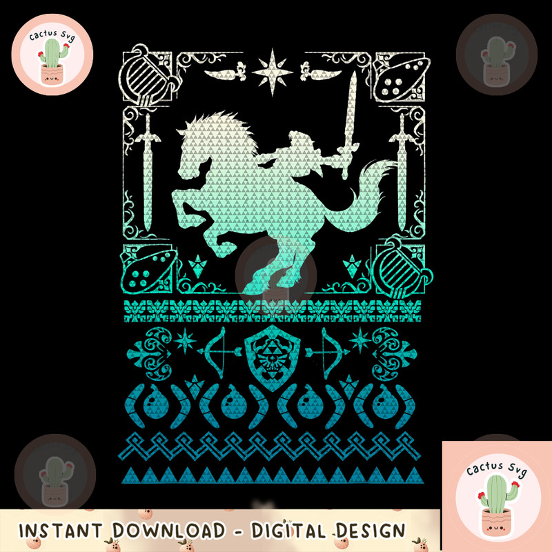 Nintendo Zelda Link and Epona Ugly Holiday Sweater png, digital download, instant png, digital download, instant.png