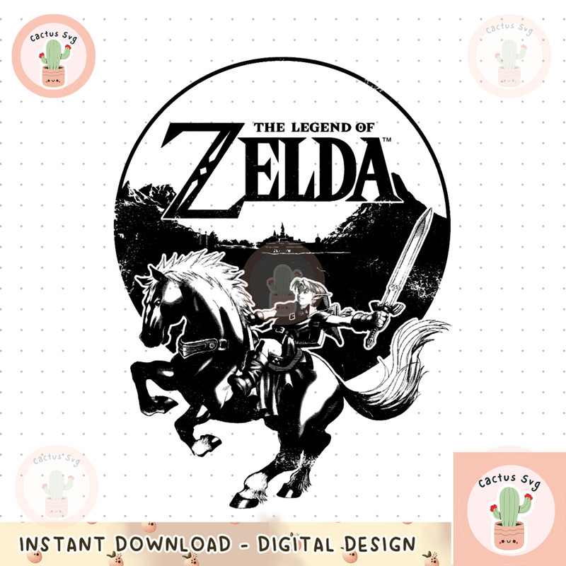 Nintendo Zelda Link Epona Hyrule Blackout Badge png, digital download, instant png, digital download, instant.png