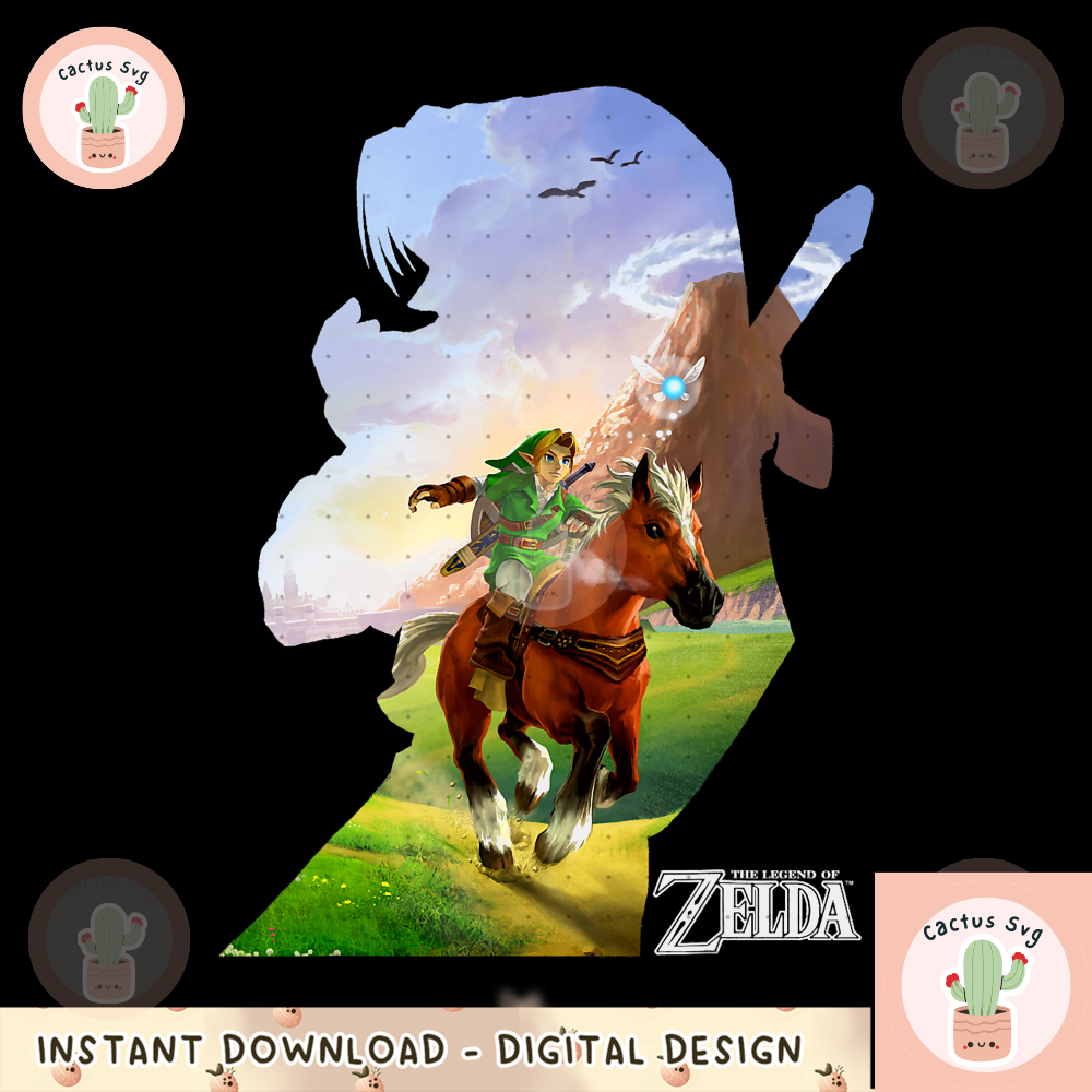 Nintendo Zelda Link Epona Ride Silhouette png, digital download, instant.png