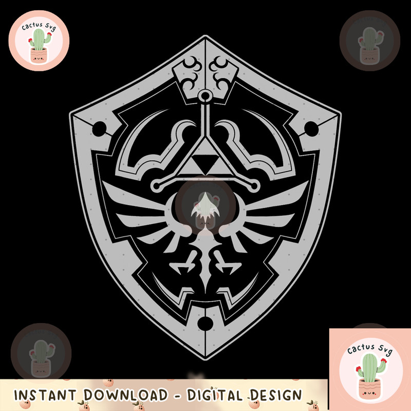 Nintendo Zelda Silver Tonal Hylian Shield Graphic png, digital download, instant png, digital download, instant.png