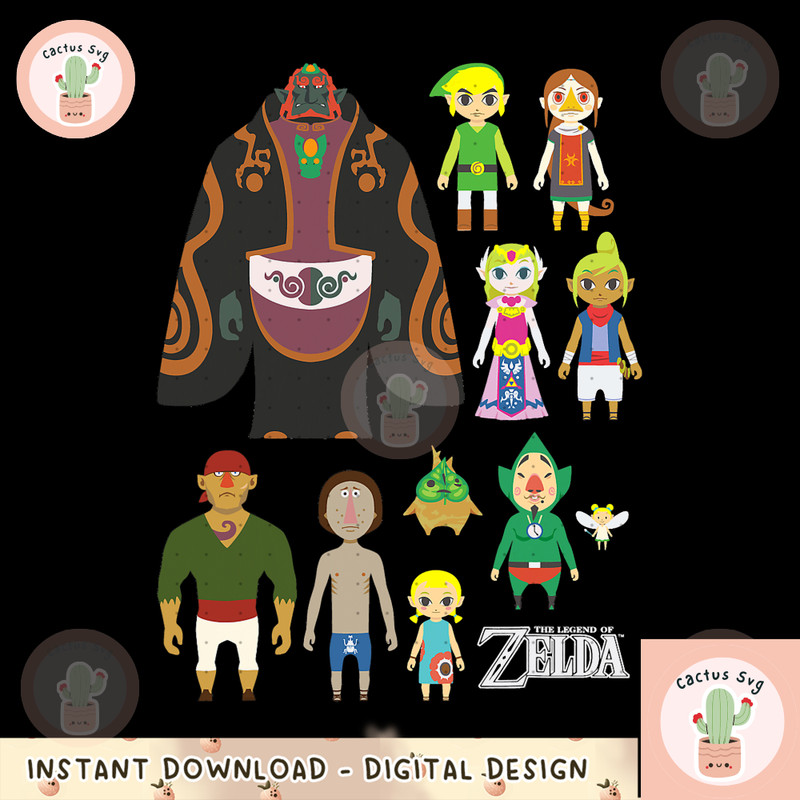 Nintendo Zelda Simple Character Line-Up Graphic png, digital download, instant png, digital download, instant.png