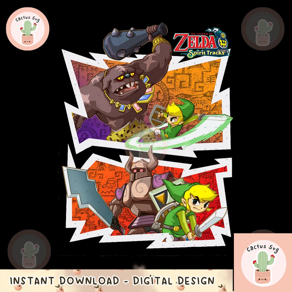 Nintendo Zelda Spirit Tracks Link Two Bosses Graphic png, digital download, instant png, digital download, instant.png