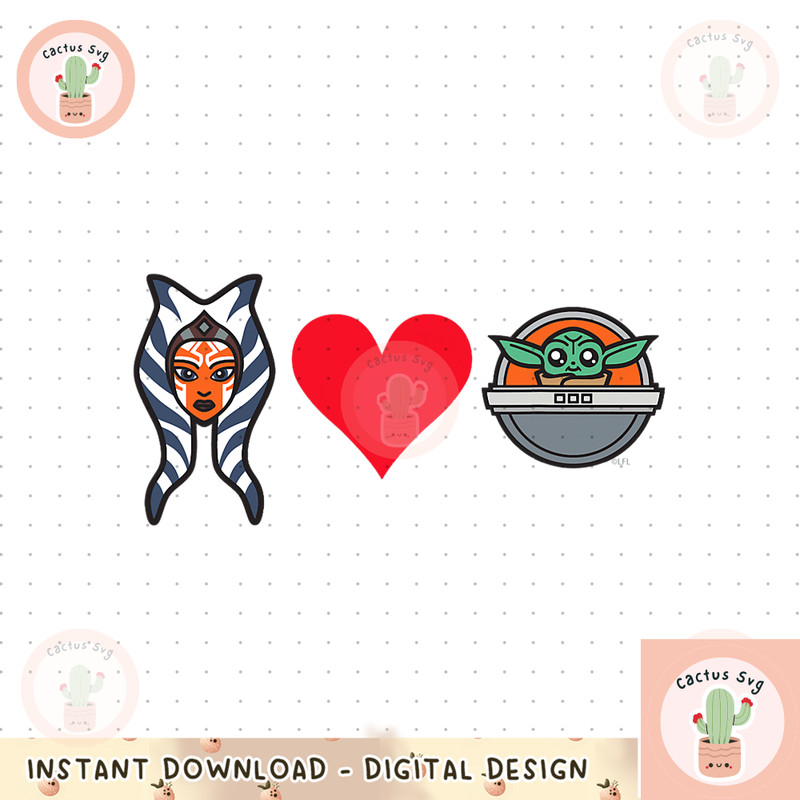 Star Wars The Mandalorian Ahsoka Tano Loves Grogu png, digital download, instant.png