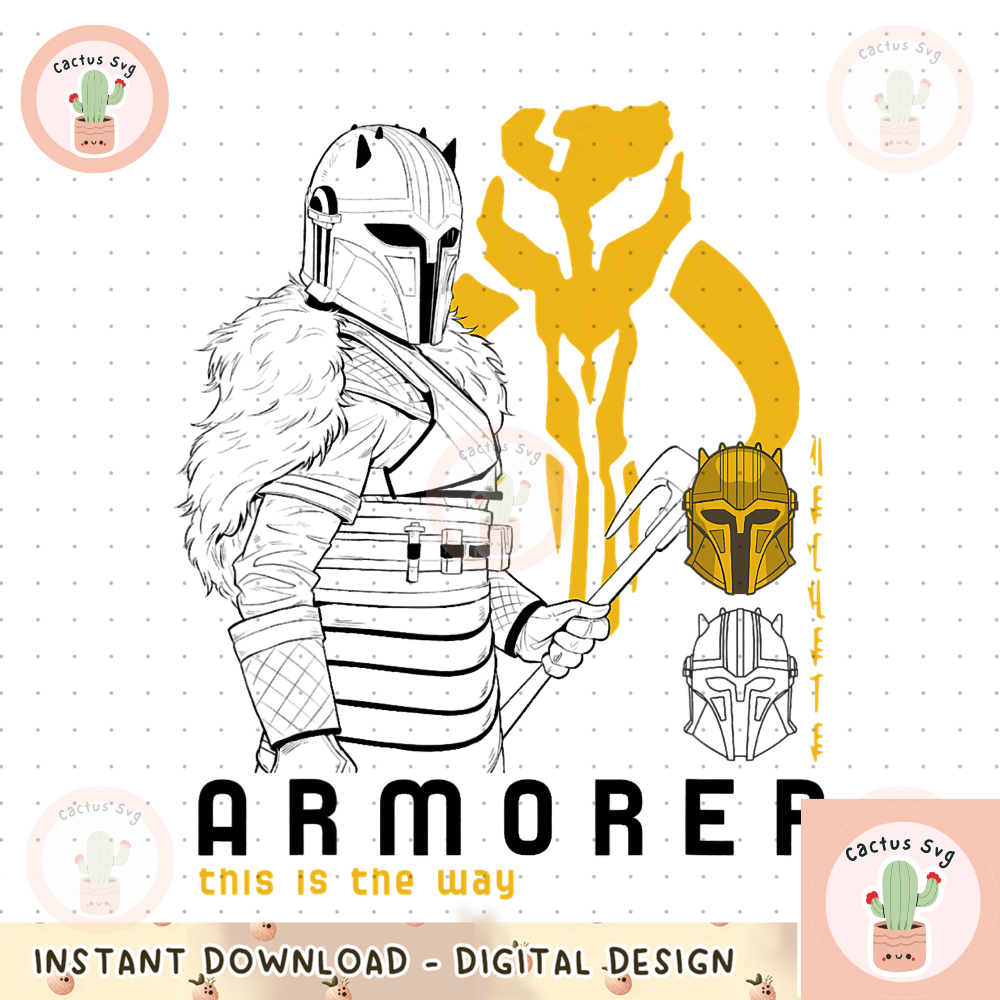 Star Wars The Mandalorian Armorer Line Art png, digital download, instant.png