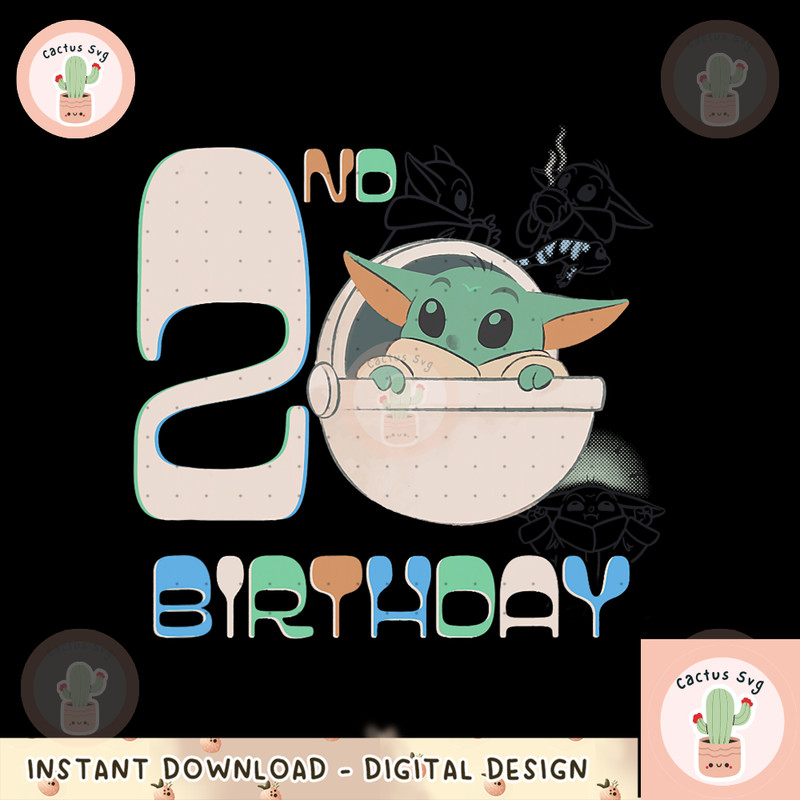 Star Wars The Mandalorian Grogu 2nd Birthday Sketch png, digital download, instant.png