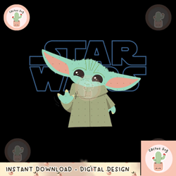 star wars the mandalorian grogu friendly wave logo png, digital download, instant