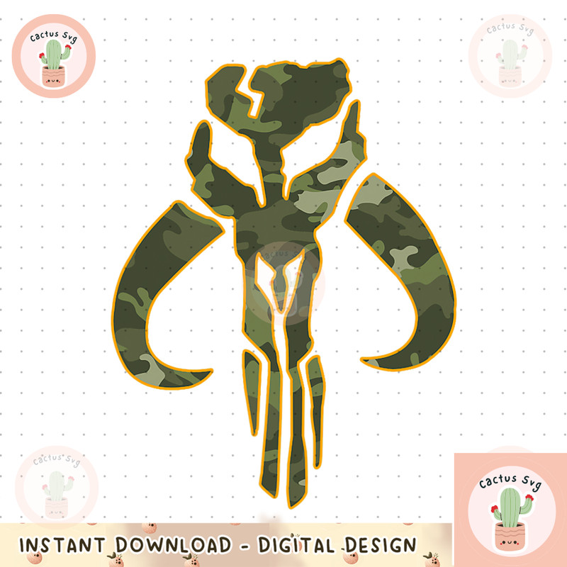 Star Wars The Mandalorian Mythosaur Skull Orange Lined Camo png, digital download, instant.png