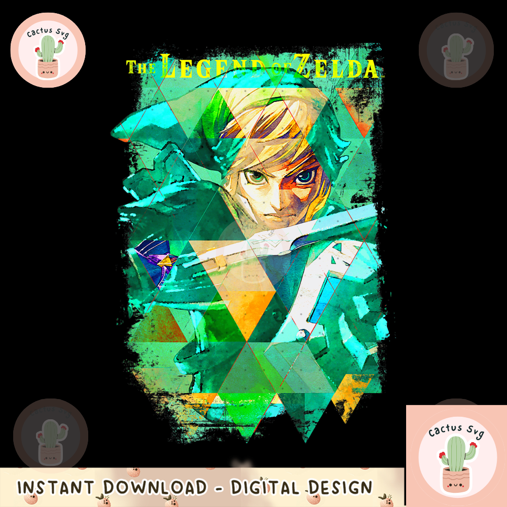 The Legend Of Zelda Link Triangles Pattern Portrait png, digital download, instant.png