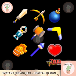 the legend of zelda triforce heroes items png, digital download, instant