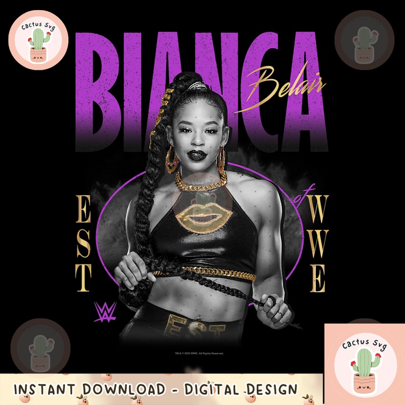 WWE Bianca Belair Distressed Black _ White Photo Portrait png, digital download, instant.png