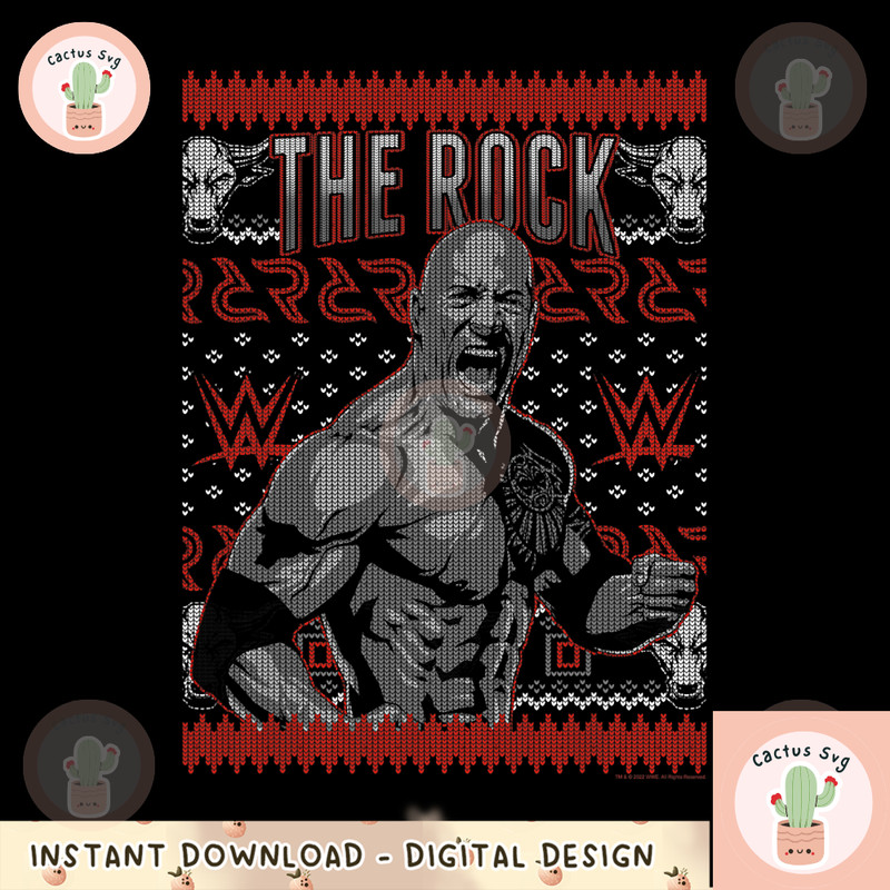 WWE Christmas The Rock Sweater png, digital download, instant.png
