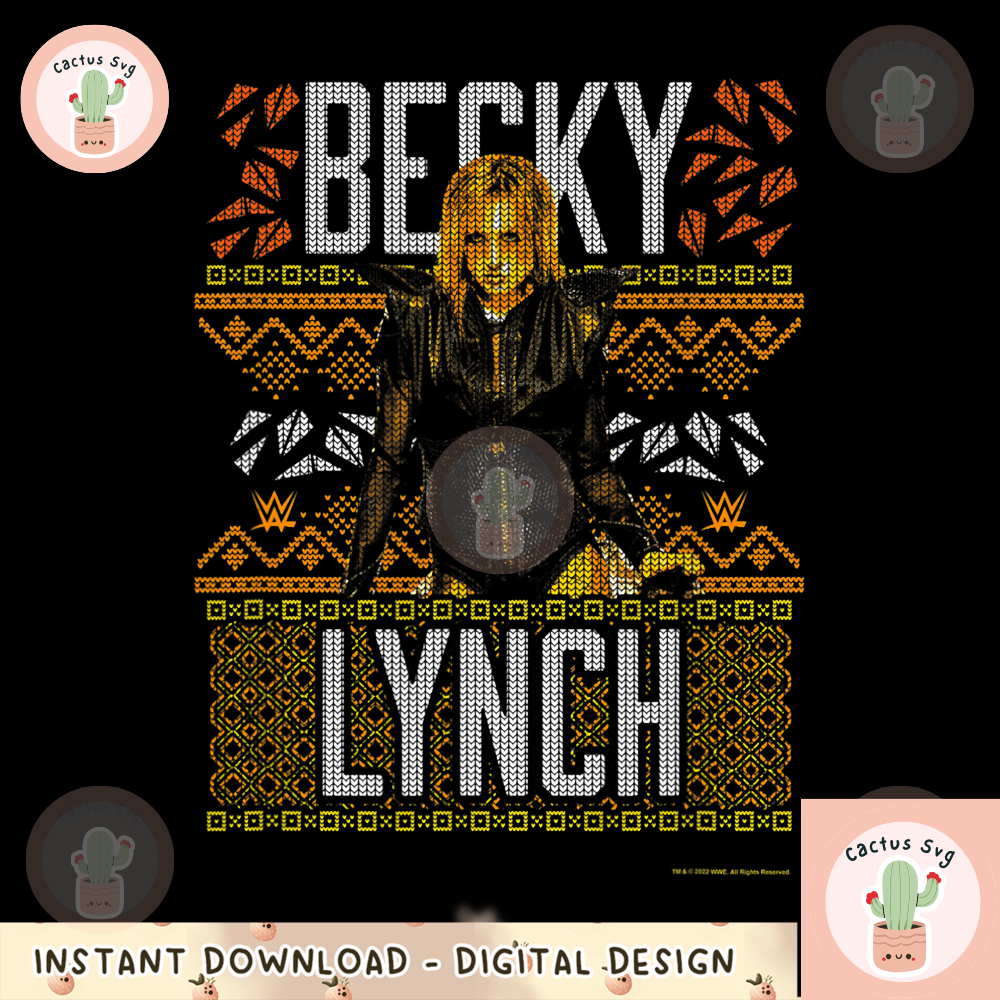 WWE Christmas Ugly Sweater Becky Lynch png, digital download, instant.png