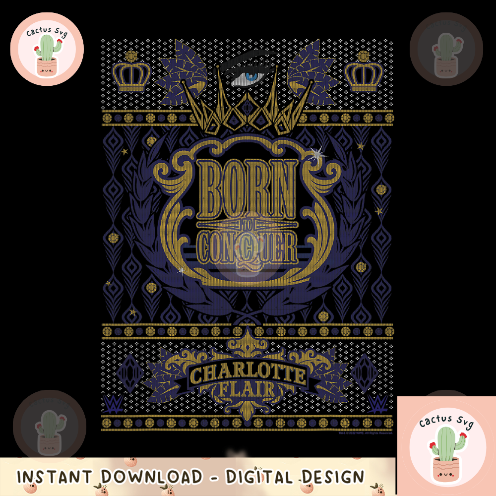 WWE Christmas Ugly Sweater Charlotte Flair png, digital download, instant.png