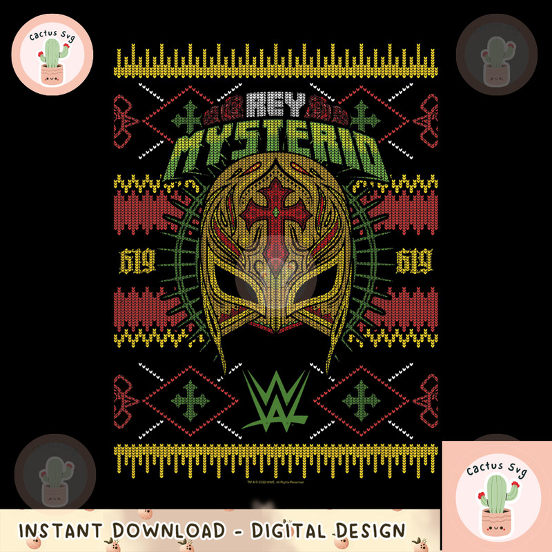 WWE Christmas Ugly Sweater Rey Mysterio png, digital download, instant.png