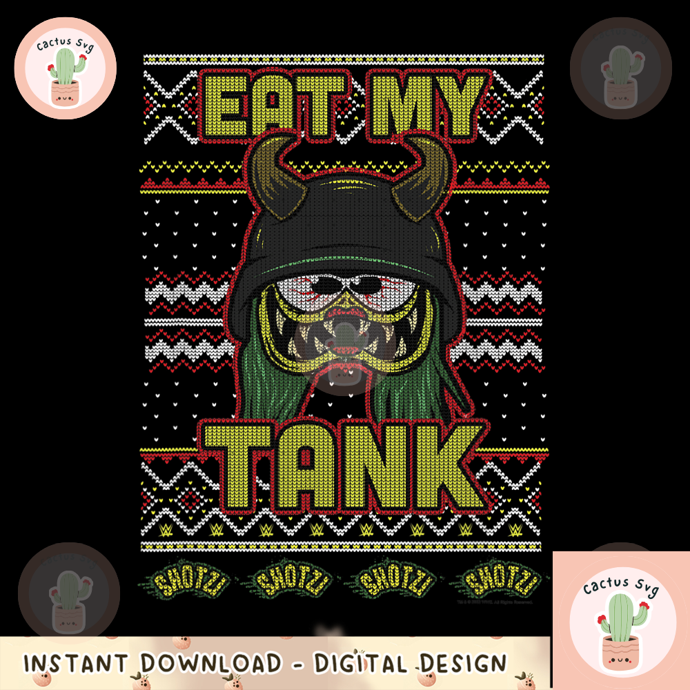 WWE Christmas Ugly Sweater Shotzi Eat My Tank png, digital download, instant.png