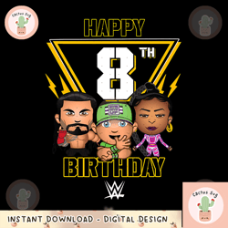 wwe happy 8th birthday wrestler emojis png, digital download, instant
