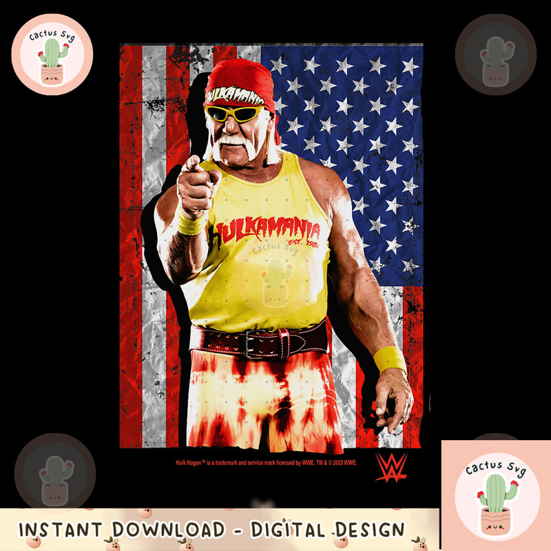 WWE Hulk Hogan American Flag Backdrop Centered png, digital download, instant.png