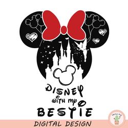 magical kingdom with my bestie red bow svg, mouse family trip svg, customize gift svg, vinyl cut file, svg, pdf, jpg