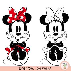 minnie mouse vintage cute cuddly sitting 2 3 color layered svg clipart images digital download sublimation cricut cut